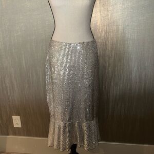 Alice + Olivia Metallic Sequined Mermaid Pencil Skirt